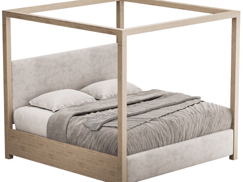 Palma Upholstered Canopy King Bed Modelo 3D