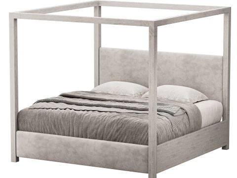 Palma Upholstered Canopy King Bed 3D Model