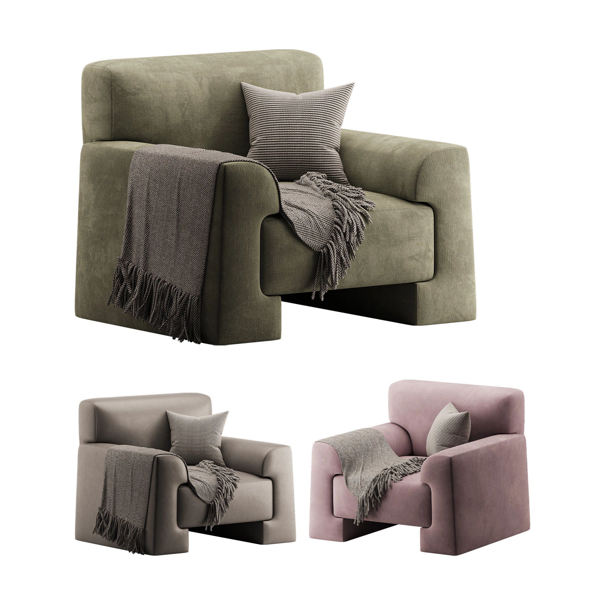 Pylon Armchair 3D Model .c4d .max .obj .3ds .fbx .stl .blend 