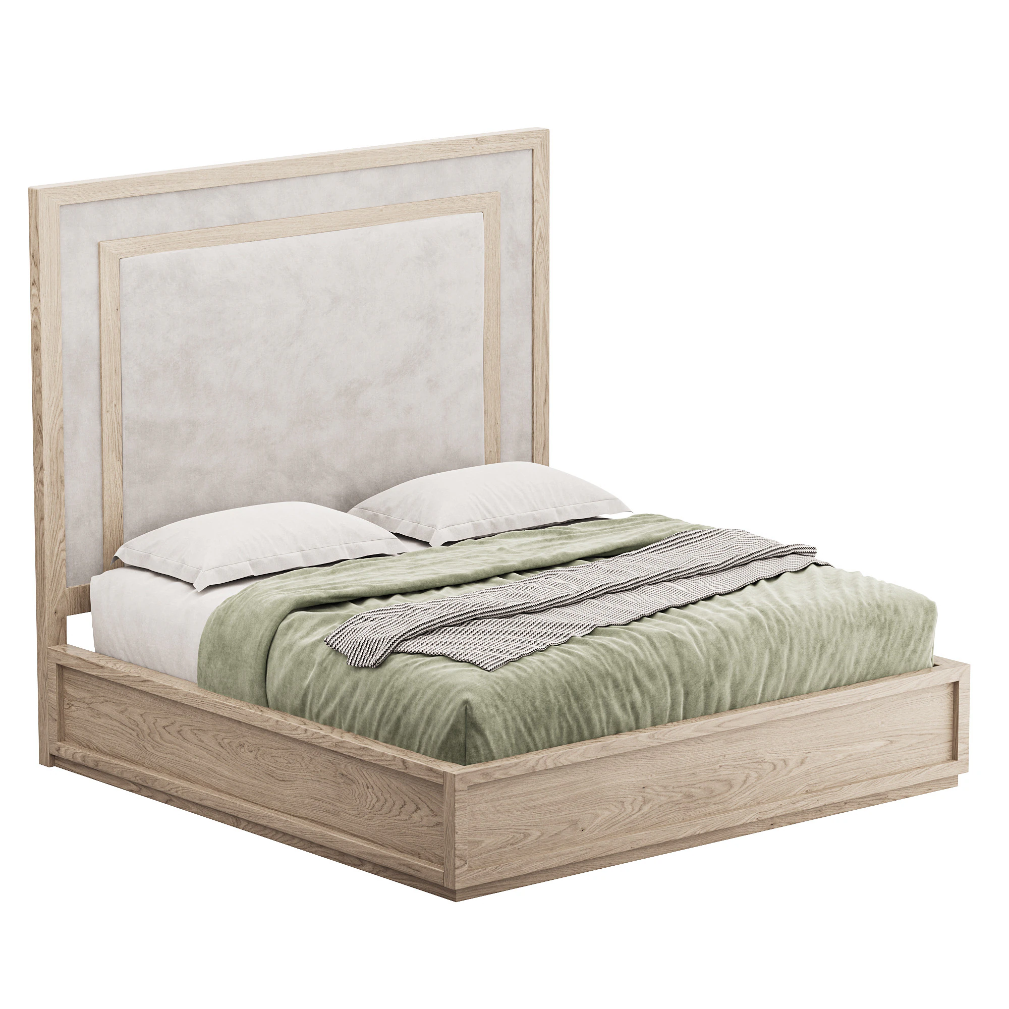 Rookery Upholstered Panel Bed 3D Model .c4d .max .obj .3ds .fbx .stl .blend