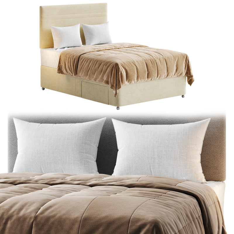 Sealy Auckland Firm Support Divan Bed Set 3D Model .c4d .max .obj .3ds .fbx .stl .blend