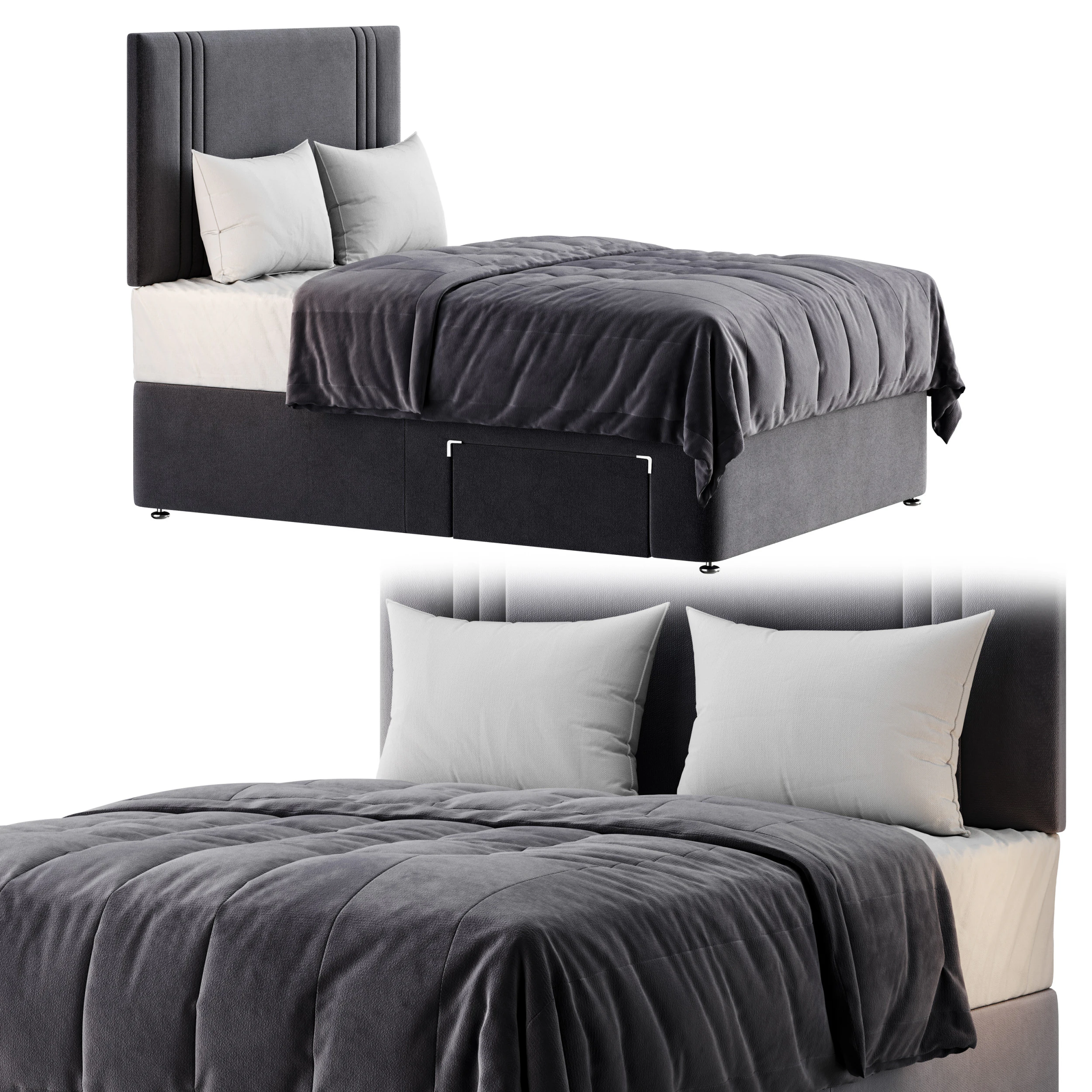 Slumberland Air Memory Divan Bed Set 3D Model .c4d .max .obj .3ds .fbx .stl .blend