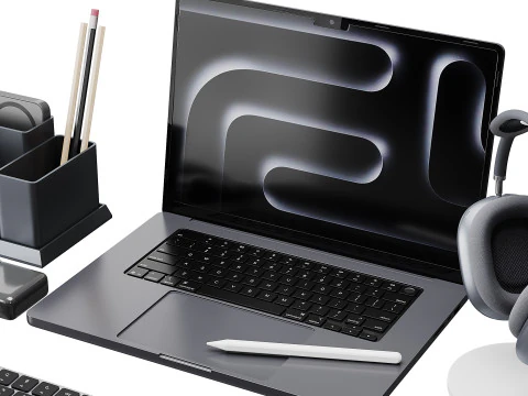 Set of Apple equipment 01 3D Model