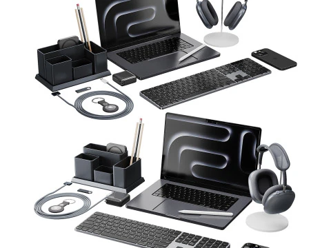 Set of Apple equipment 01 3D Model