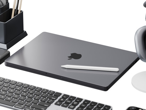 Set of Apple equipment 01 3D 모델