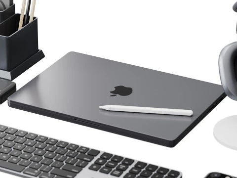 Set of Apple equipment 01 3D Model