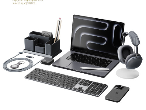 Set of Apple equipment 01 3D 모델