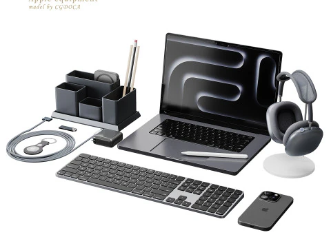 Set of Apple equipment 01 3D Model