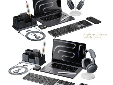 Set of Apple equipment 01 3D 모델