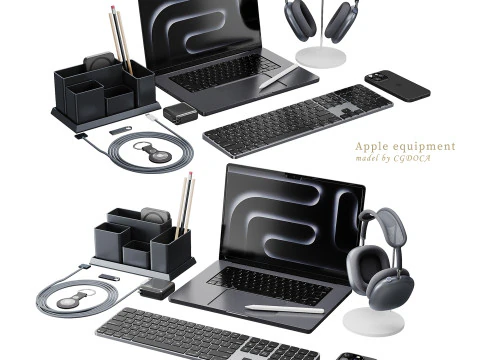 Set of Apple equipment 01 3D Model