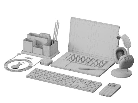 Set of Apple equipment 01 3D 모델