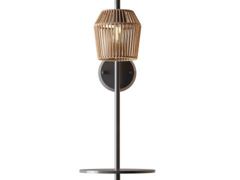 Alyza Rattan Plug-in Armed Sconce with Tray Table and Bulb Included 3D Model