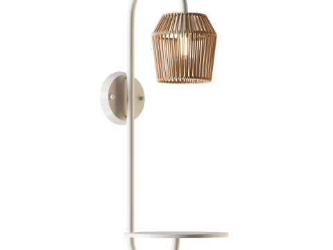 Alyza Rattan Plug-in Armed Sconce with Tray Table and Bulb Included 3D Model