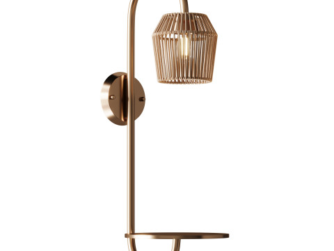 Alyza Rattan Plug-in Armed Sconce with Tray Table and Bulb Included 3D Model