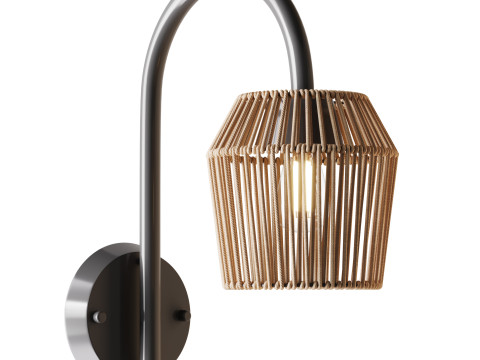 Alyza Rattan Plug-in Armed Sconce with Tray Table and Bulb Included 3D Model