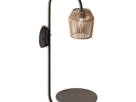 Alyza Rattan Plug-in Armed Sconce with Tray Table and Bulb Included 3D Model
