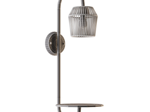 Alyza Rattan Plug-in Armed Sconce with Tray Table and Bulb Included 3D Model