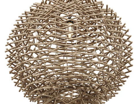 Bird Nest Rattan Lampshade Pendant Light 3D Model