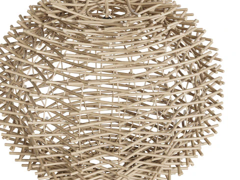 Bird Nest Rattan Lampshade Pendant Light 3D Model