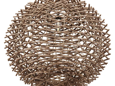Bird Nest Rattan Lampshade Pendant Light 3D Model
