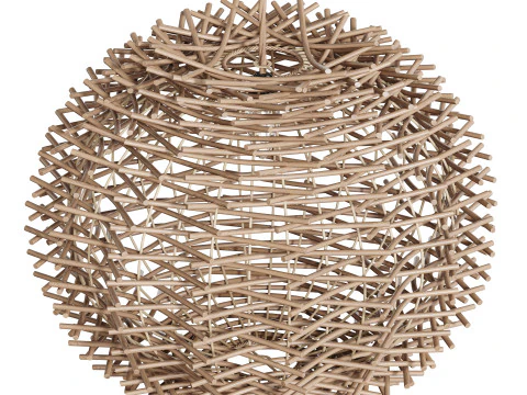Bird Nest Rattan Lampshade Pendant Light 3D Model