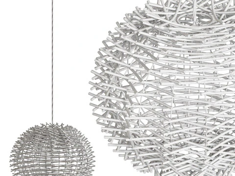 Bird Nest Rattan Lampshade Pendant Light 3D Model