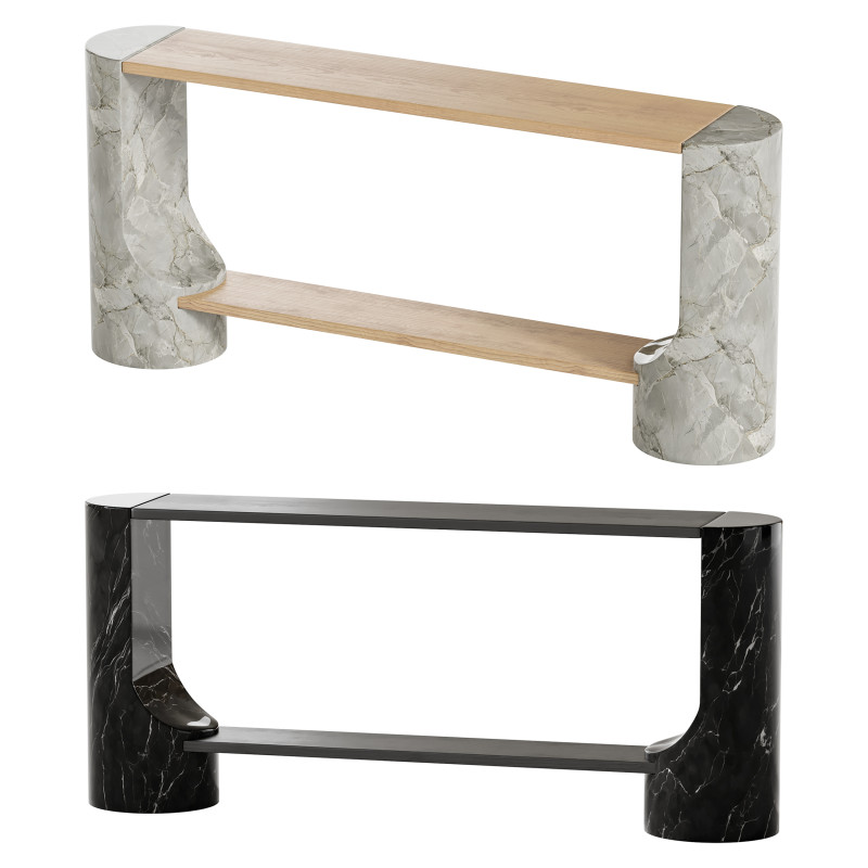 Black Marble and Oak Wood Console Table Reviews 3D Модель .c4d .max .obj .3ds .fbx .stl .blend 