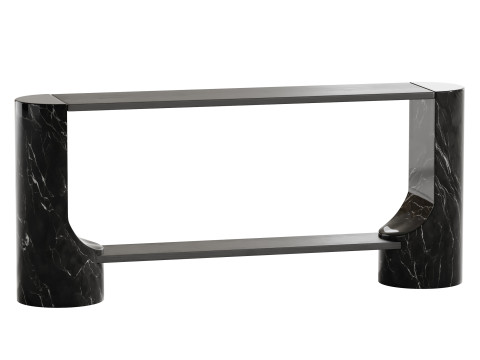 Black Marble and Oak Wood Console Table Reviews 3D Модель
