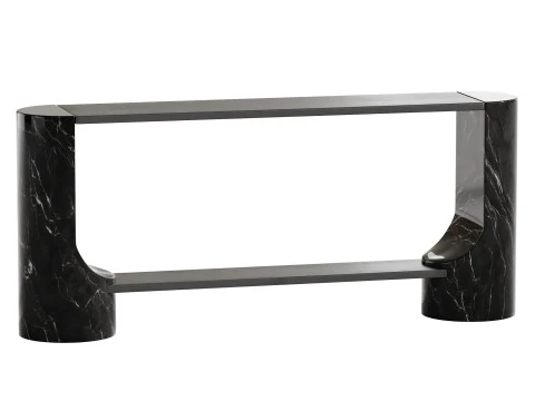 ब्लैक मार्बल और ओक वुड कंसोल टेबल समीक्षाएँ 3D मॉडल