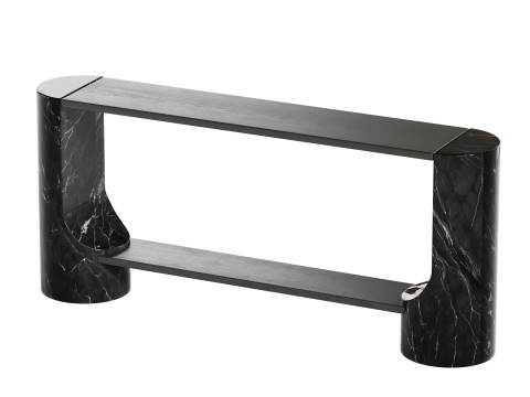 Black Marble and Oak Wood Console Table Reviews 3D Модель