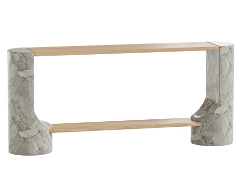 Black Marble and Oak Wood Console Table Reviews 3D Модель