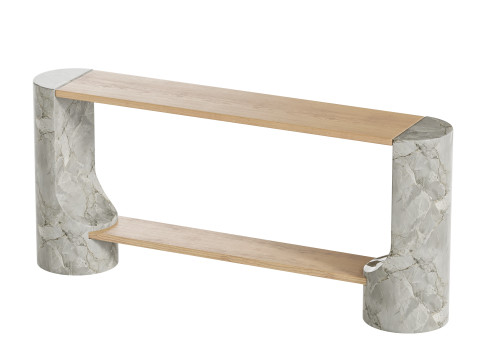 Black Marble and Oak Wood Console Table Reviews 3D Модель