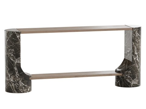 Black Marble and Oak Wood Console Table Reviews 3D Модель