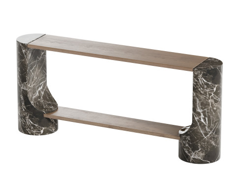 Black Marble and Oak Wood Console Table Reviews 3D Модель