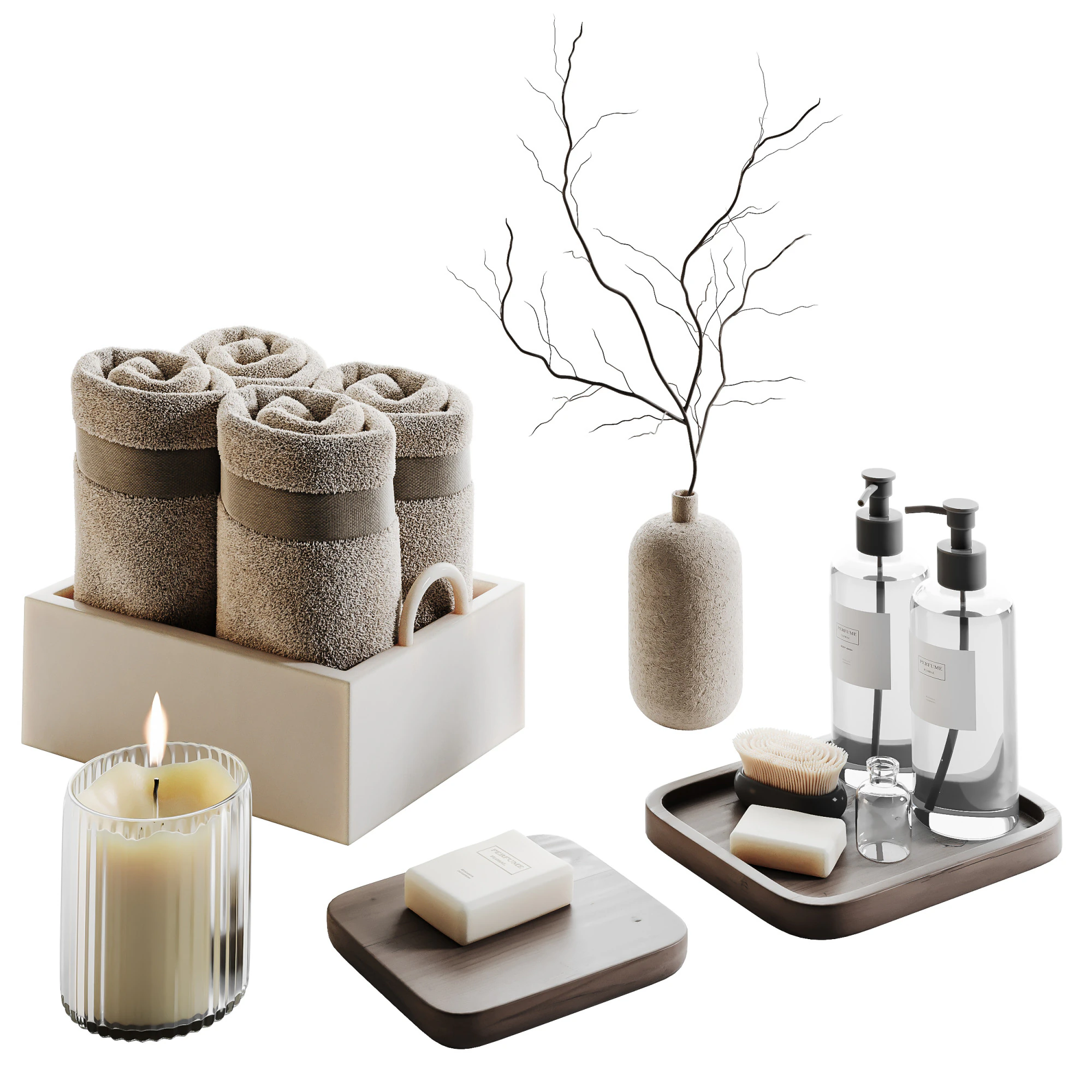 Decorative SET 010 3D Model .c4d .max .obj .3ds .fbx .stl .blend 