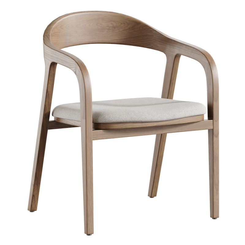Dining chair armrest chair walnut wood Amir Modello 3D .c4d .max .obj .3ds .fbx .stl .blend 
