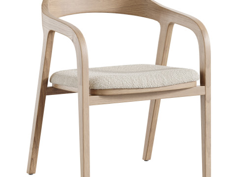 Dining chair armrest chair walnut wood Amir Modello 3D