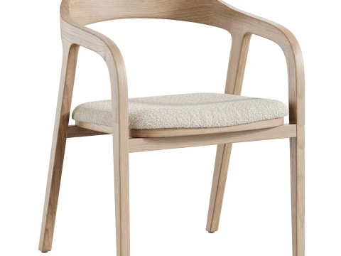 Dining chair armrest chair walnut wood Amir 3D Model