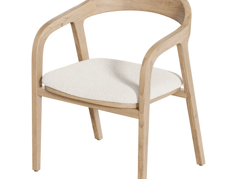 Dining chair armrest chair walnut wood Amir Modello 3D