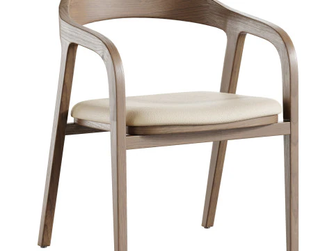 Dining chair armrest chair walnut wood Amir 3D Model