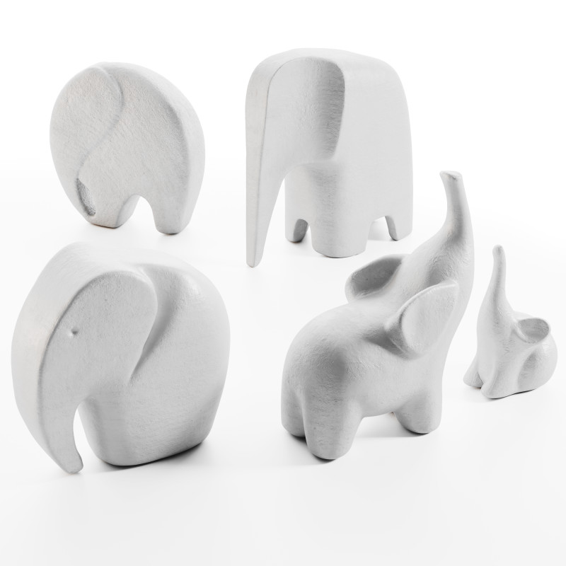 Elephant sculptures 3D 모델 .c4d .max .obj .3ds .fbx .stl .blend 
