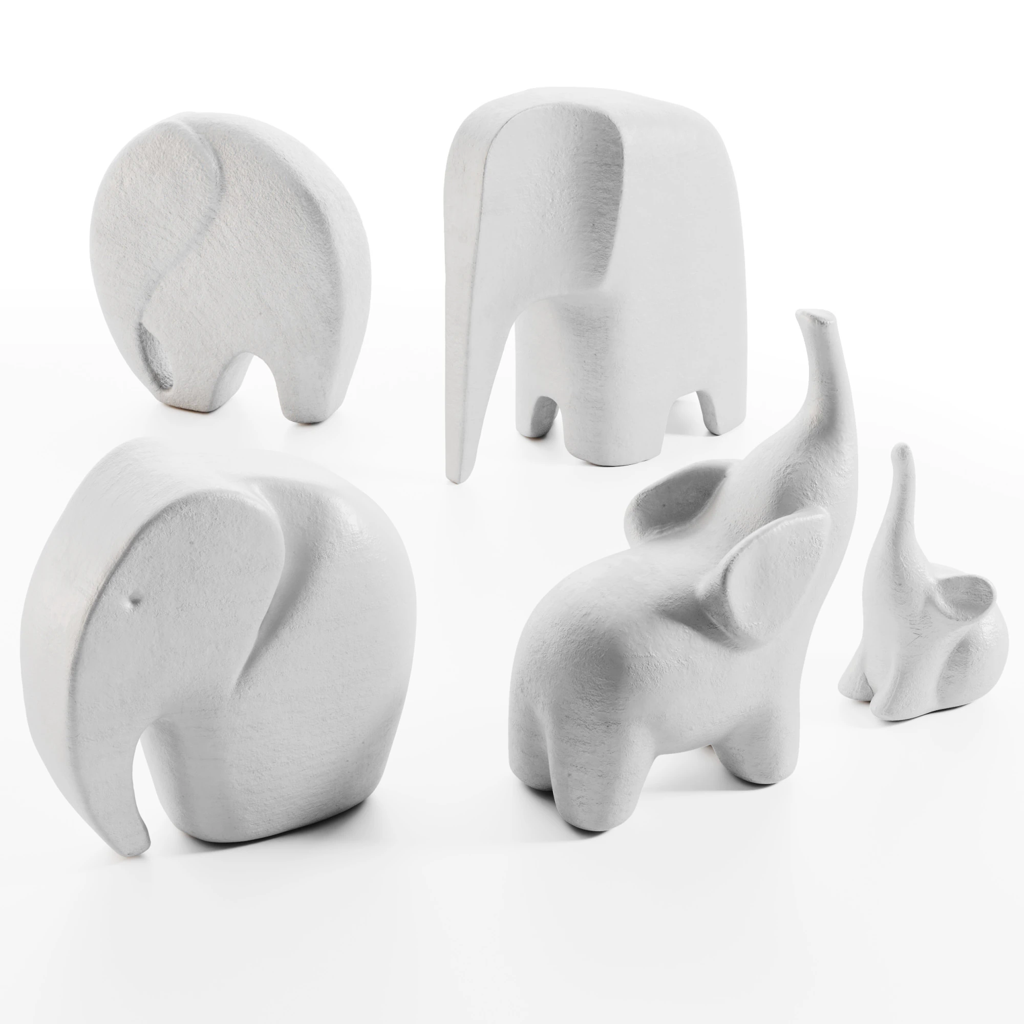 Elephant sculptures 3D Model .c4d .max .obj .3ds .fbx .stl .blend 