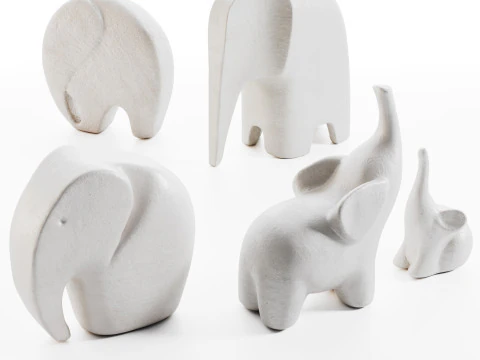 Elephant sculptures 3D Model