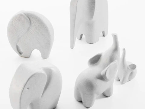 Elephant sculptures 3D Model