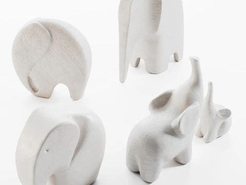 Elephant sculptures 3D Model