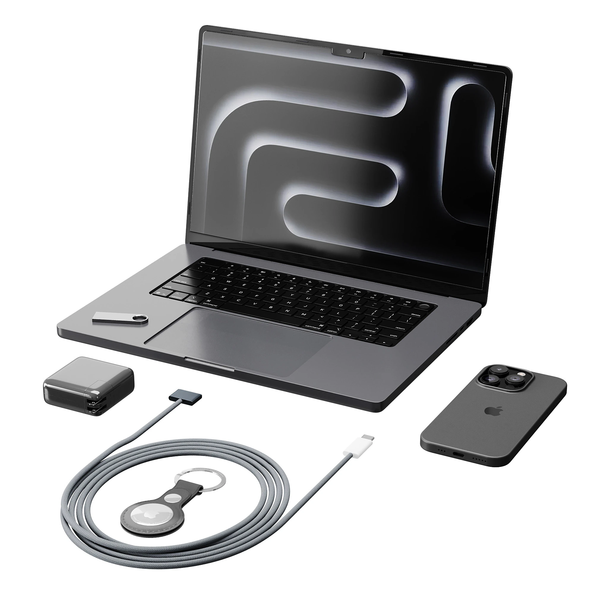 Set of Apple equipment 01 3D Model .c4d .max .obj .3ds .fbx .stl .blend 