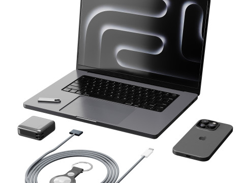 Set of Apple equipment 01 3D 모델