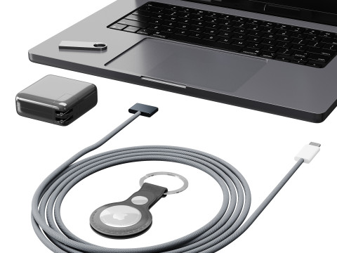 Set of Apple equipment 01 3D 모델