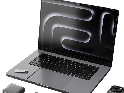 Set of Apple equipment 01 3D 모델