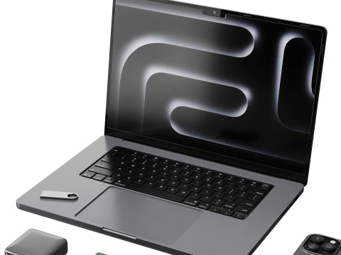 Set of Apple equipment 01 3D Model